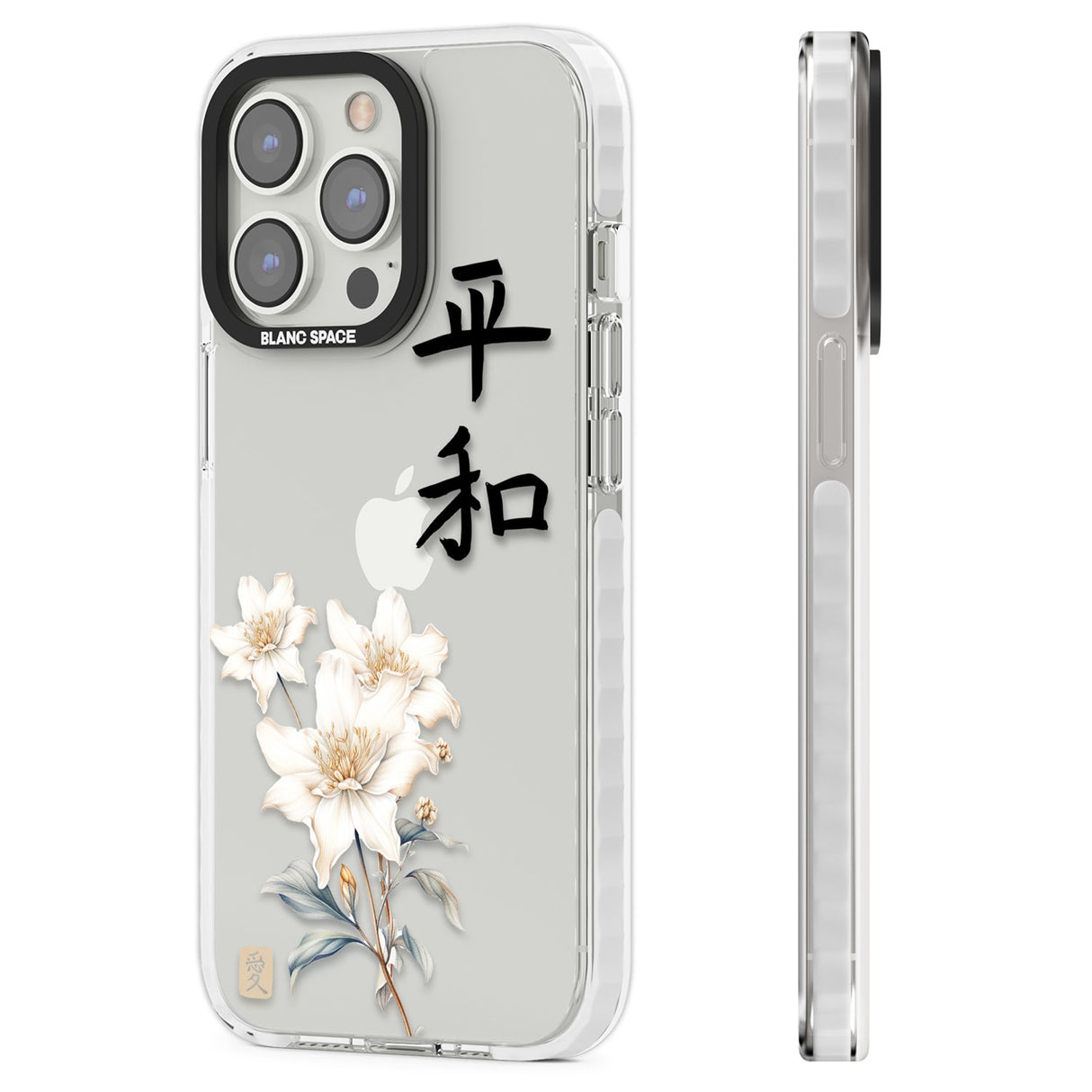 Peace and Flowers Clear Impact Phone Case for iPhone 13 Pro, iPhone 14 Pro, iPhone 15 Pro