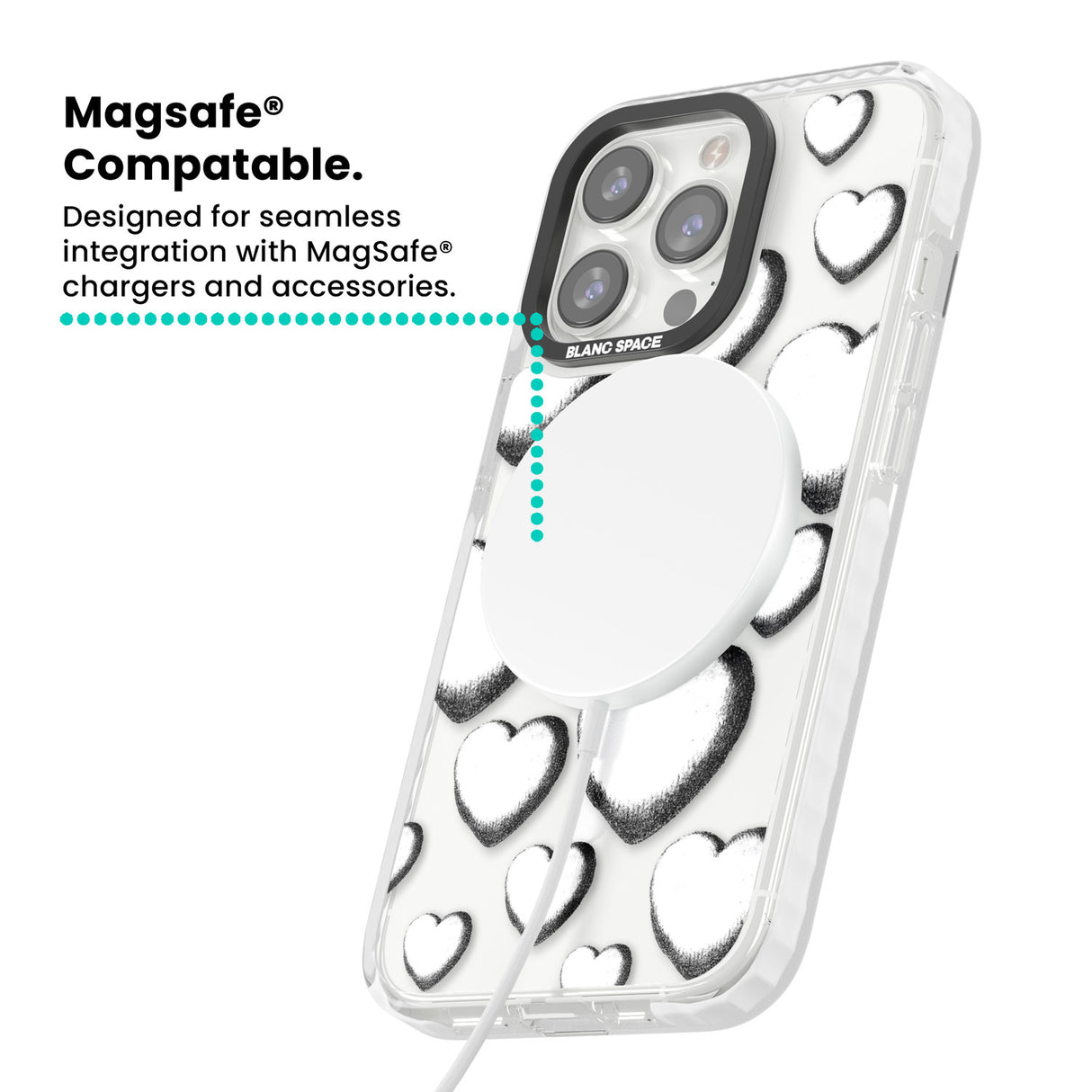 Hand-Drawn Hearts Magsafe Impact Phone Case for iPhone 13 Pro, iPhone 14 Pro, iPhone 15 Pro