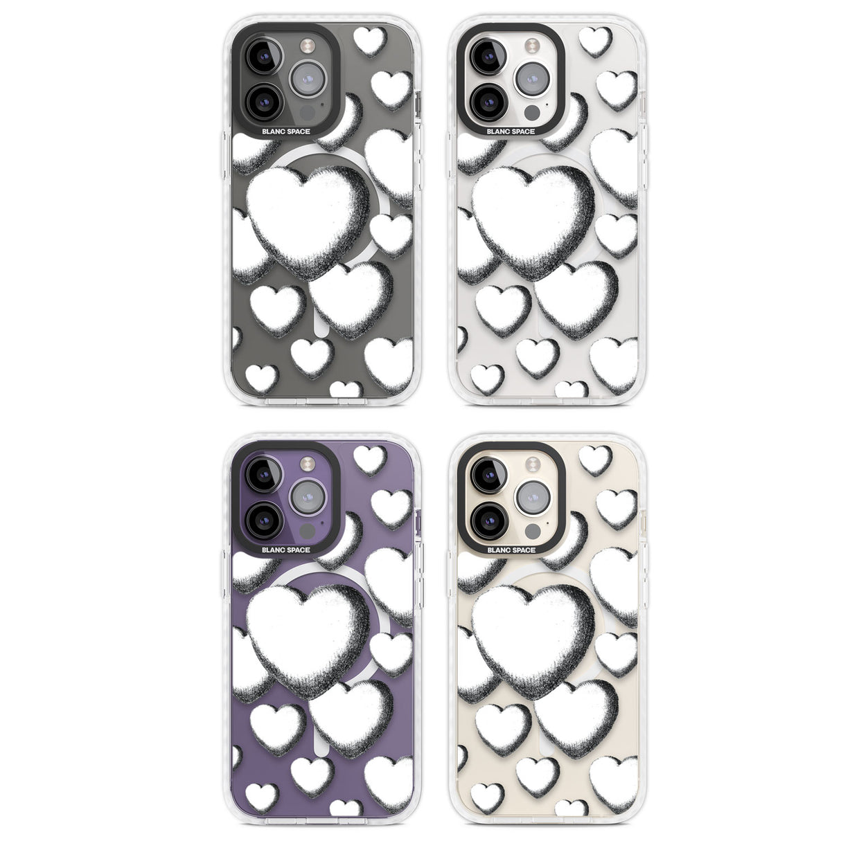 Hand-Drawn Hearts Magsafe Impact Phone Case for iPhone 13 Pro, iPhone 14 Pro, iPhone 15 Pro