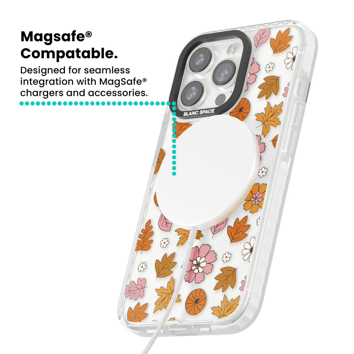 Autumn Leaves and Flowers Magsafe Impact Phone Case for iPhone 13 Pro, iPhone 14 Pro, iPhone 15 Pro