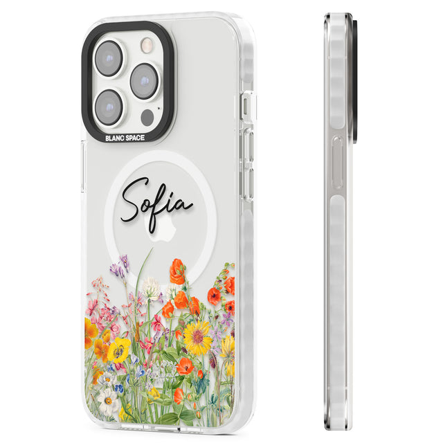 Personalised Summer Wildflowers Magsafe Impact Phone Case for iPhone 13 Pro, iPhone 14 Pro, iPhone 15 Pro