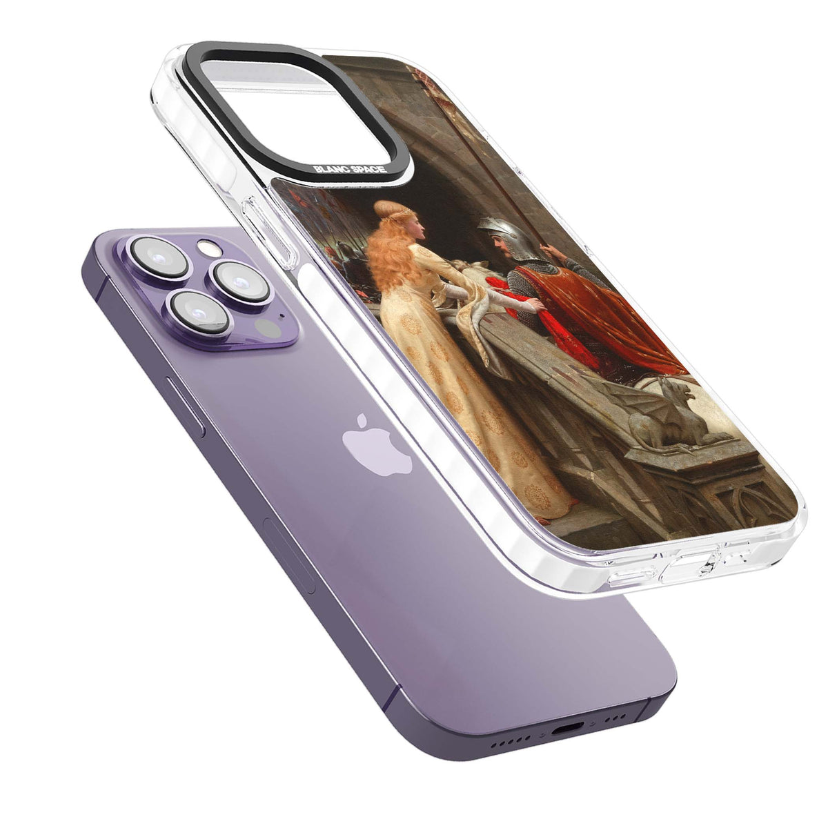 God Speed fine art iPhone case featuring Edmund Blair Leighton's medieval knight and lady beneath a stone archway | Impact Magsafe case for iPhone 13 Pro, iPhone 14 Pro, iPhone 15 Pro