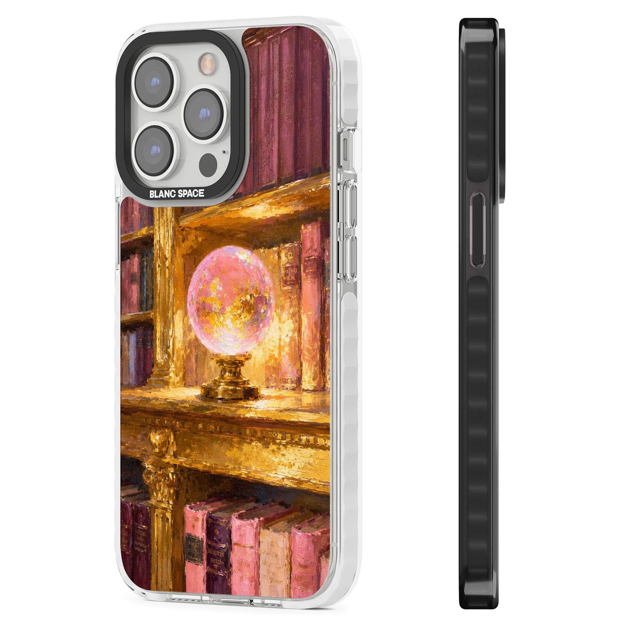 Gilded Library dark academia iPhone case featuring an oil painted crystal ball on a gilded library shelf with vintage | Impact Magsafe case for iPhone 13 Pro, iPhone 14 Pro, iPhone 15 Pro