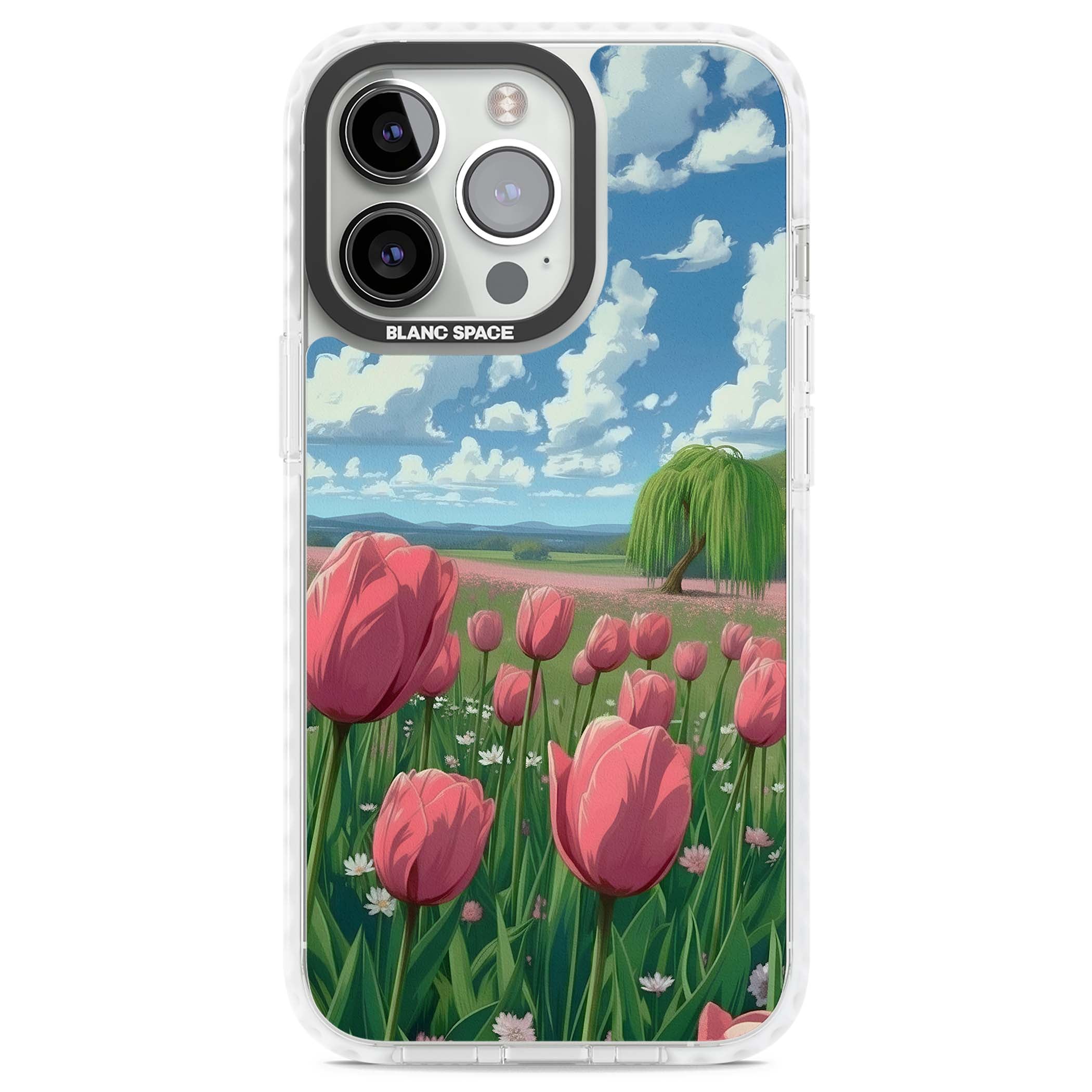 Willow By The Pink Tulips floral iPhone case | Impact Magsafe case for iPhone 13 Pro, iPhone 14 Pro, iPhone 15 Pro