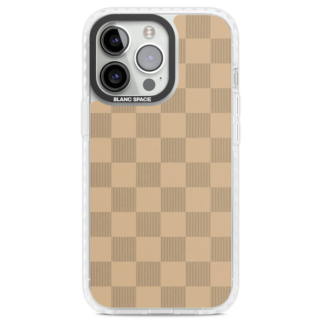 BEIGE CHECKERED Clear Impact Phone Case for iPhone 13 Pro, iPhone 14 Pro, iPhone 15 Pro