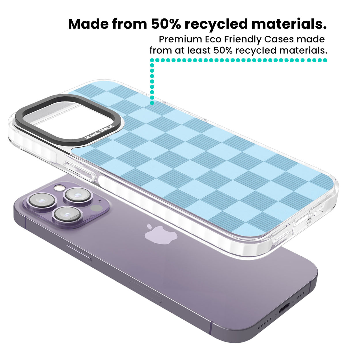SKYBLUE CHECKERED Clear Impact Phone Case for iPhone 13 Pro, iPhone 14 Pro, iPhone 15 Pro