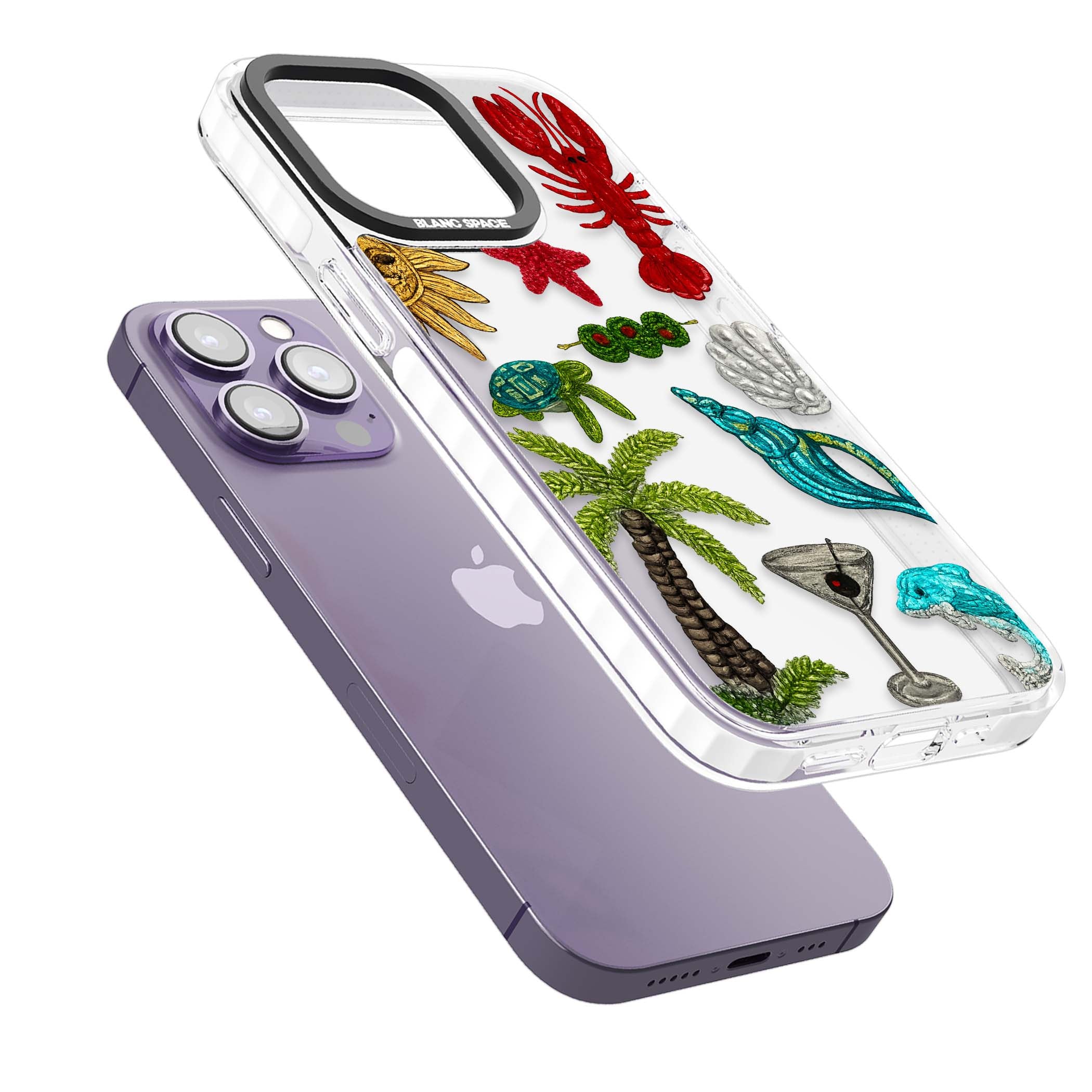 Painted Coastal Pattern coastal iPhone case | Clear Impact case for iPhone 13 Pro, iPhone 14 Pro, iPhone 15 Pro