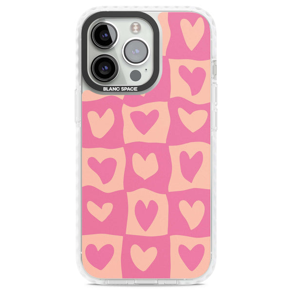 Pink Wavy Checked Hearts