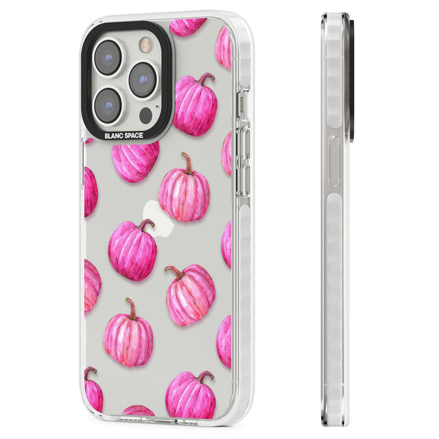 Pink Pumpkins Clear Impact Phone Case for iPhone 13 Pro, iPhone 14 Pro, iPhone 15 Pro