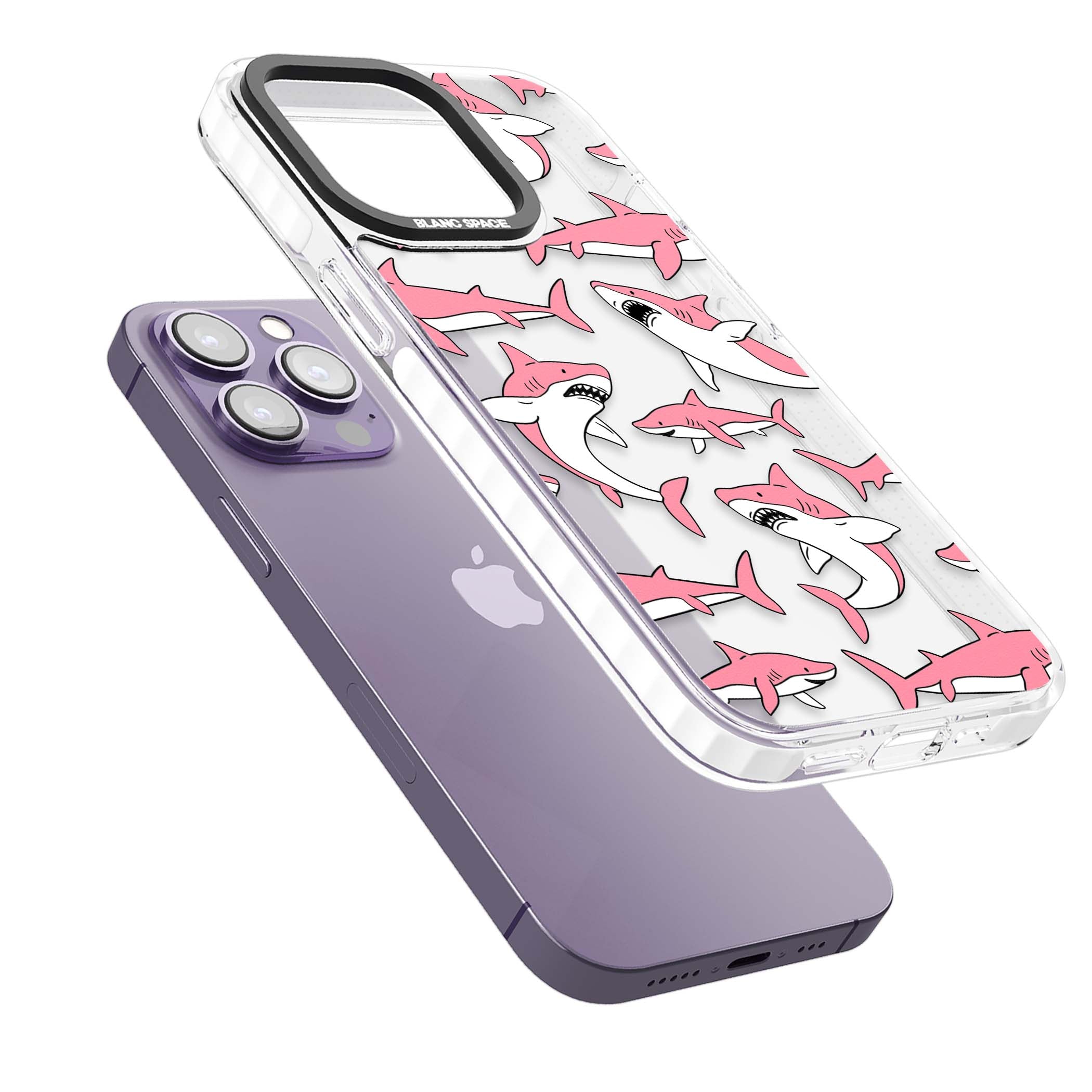 Bubblegum Sharks for her iPhone case | Clear Impact case for iPhone 13 Pro, iPhone 14 Pro, iPhone 15 Pro
