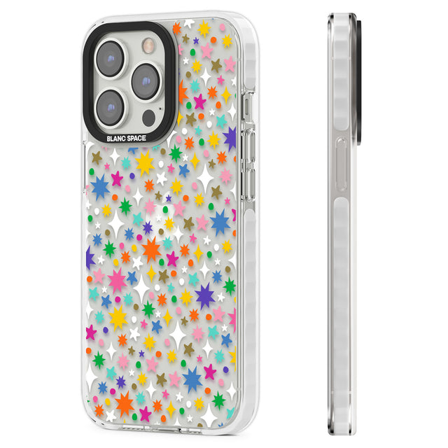 Rainbow Starburst Clear Impact Phone Case for iPhone 13 Pro, iPhone 14 Pro, iPhone 15 Pro