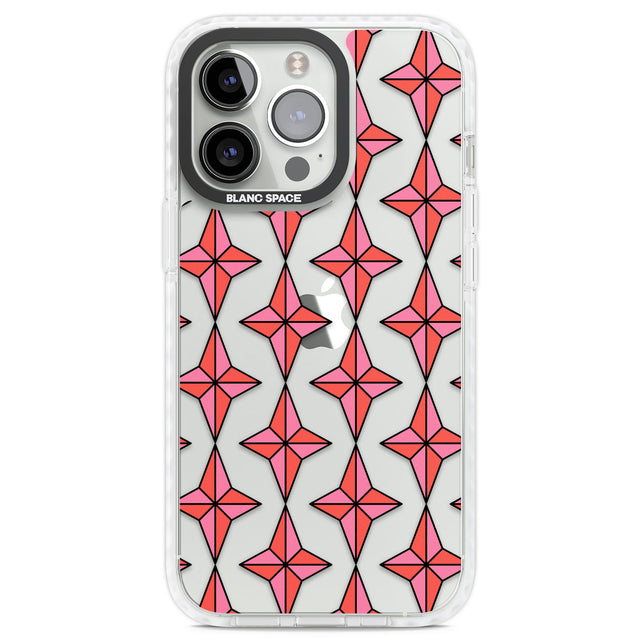 Rose Stars Pattern (Clear) Clear Impact Phone Case for iPhone 13 Pro, iPhone 14 Pro, iPhone 15 Pro