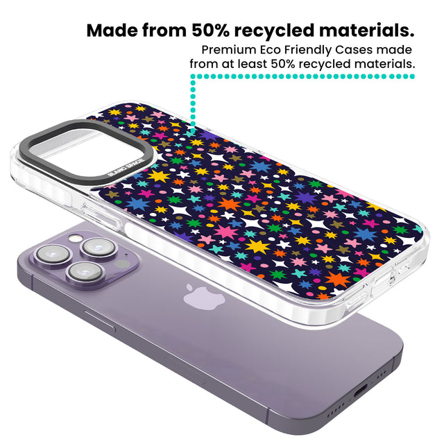 Rainbow Starburst (Purple) Clear Impact Phone Case for iPhone 13 Pro, iPhone 14 Pro, iPhone 15 Pro