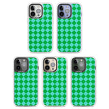 Retro Green Diamond Plaid Clear Impact Phone Case for iPhone 13 Pro, iPhone 14 Pro, iPhone 15 Pro