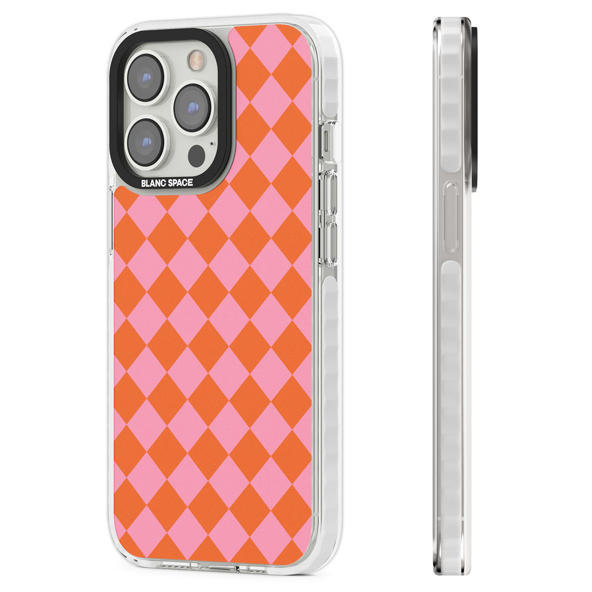 Retro Sunset Diamond Plaid Clear Impact Phone Case for iPhone 13 Pro, iPhone 14 Pro, iPhone 15 Pro