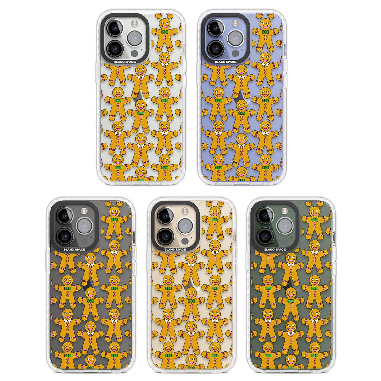 Gingerbread Cookie Pattern Clear Impact Phone Case for iPhone 13 Pro, iPhone 14 Pro, iPhone 15 Pro