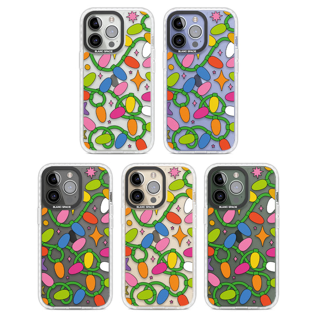 Festive Lights Pattern Clear Impact Phone Case for iPhone 13 Pro, iPhone 14 Pro, iPhone 15 Pro