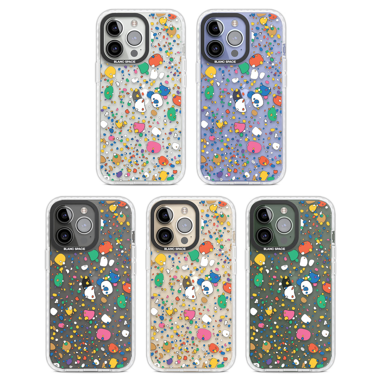 Colourful Confetti Pebbles Clear Impact Phone Case for iPhone 13 Pro, iPhone 14 Pro, iPhone 15 Pro