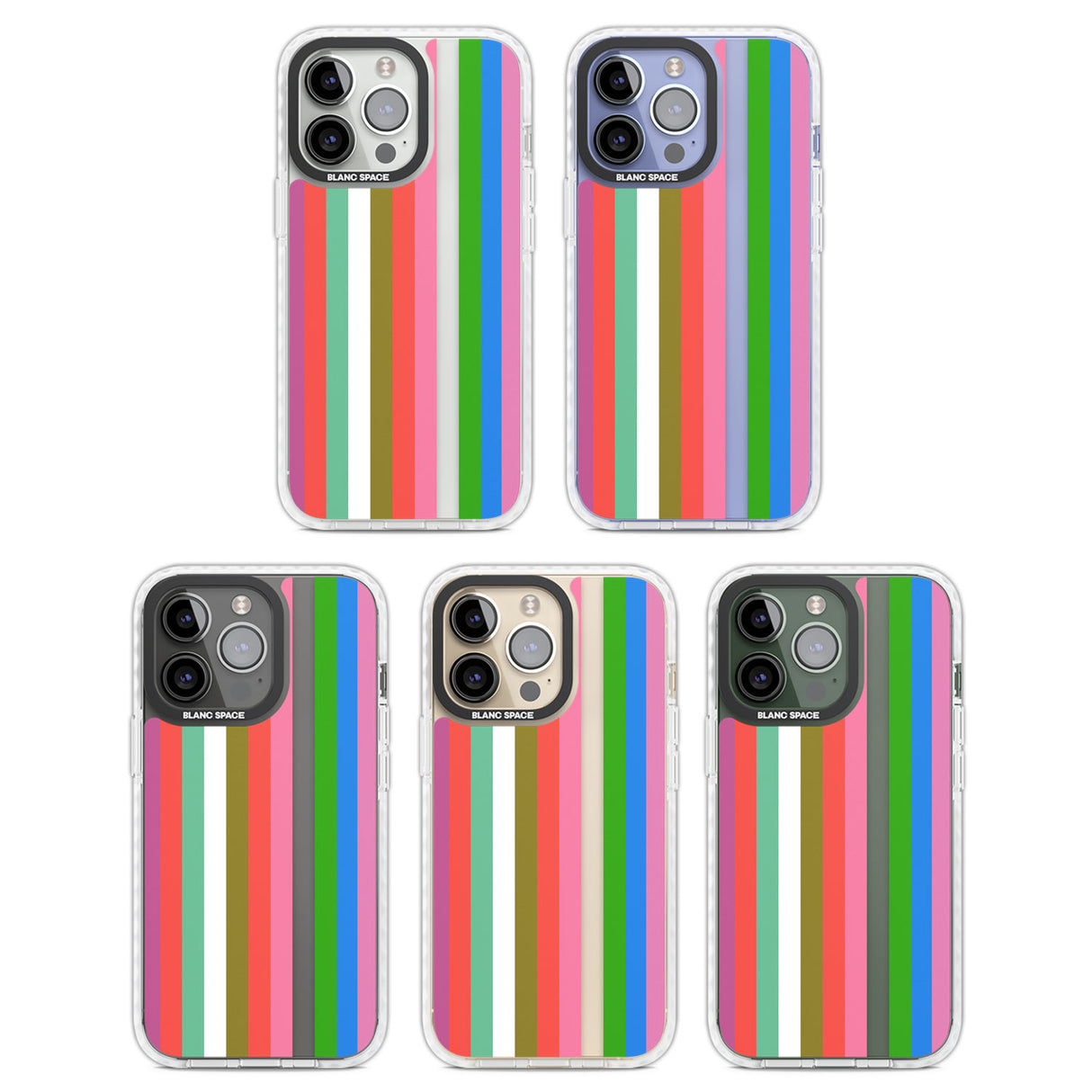 Vibrant Stripes Clear Impact Phone Case for iPhone 13 Pro, iPhone 14 Pro, iPhone 15 Pro