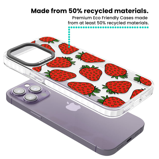 Strawberry Pattern Clear Impact Phone Case for iPhone 13 Pro, iPhone 14 Pro, iPhone 15 Pro