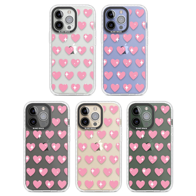 Sweet Hearts Clear Impact Phone Case for iPhone 13 Pro, iPhone 14 Pro, iPhone 15 Pro