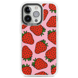 Strawberry Pattern (Pink) Clear Impact Phone Case for iPhone 13 Pro, iPhone 14 Pro, iPhone 15 Pro