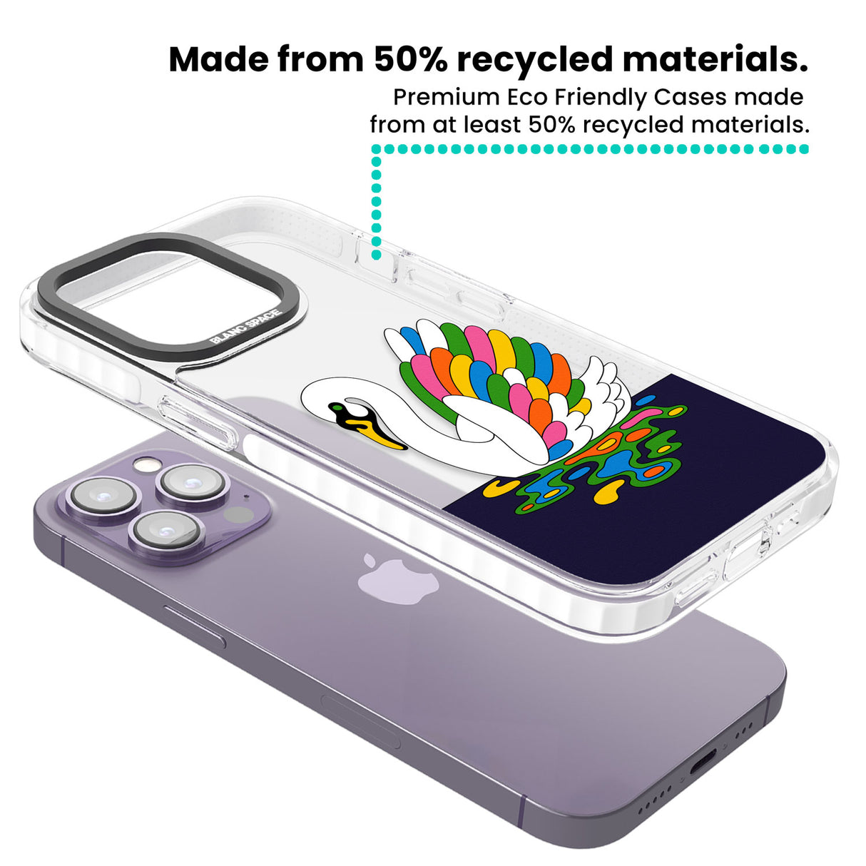 Serene Swan Clear Impact Phone Case for iPhone 13 Pro, iPhone 14 Pro, iPhone 15 Pro