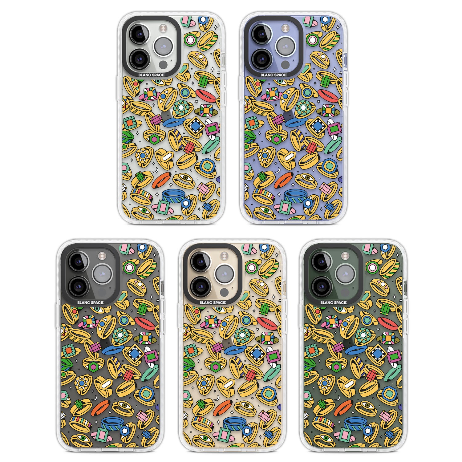 Gemstone Glitz Clear Impact Phone Case for iPhone 13 Pro, iPhone 14 Pro, iPhone 15 Pro