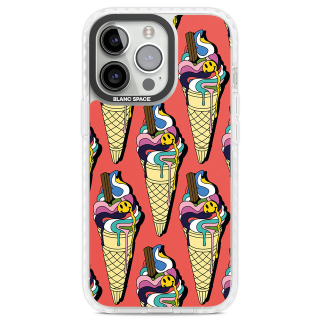 Trip & Drip Ice Cream (Red) Clear Impact Phone Case for iPhone 13 Pro, iPhone 14 Pro, iPhone 15 Pro