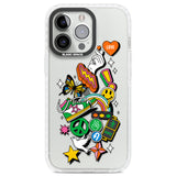 Nostalgic Sticker Collage Clear Impact Phone Case for iPhone 13 Pro, iPhone 14 Pro, iPhone 15 Pro