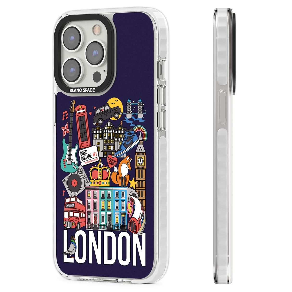 London Calling Clear Impact Phone Case for iPhone 13 Pro, iPhone 14 Pro, iPhone 15 Pro
