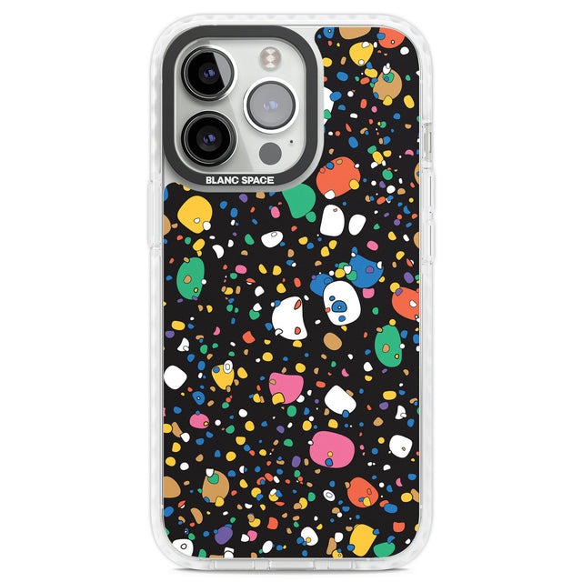 Colourful Confetti Pebbles (Black) Clear Impact Phone Case for iPhone 13 Pro, iPhone 14 Pro, iPhone 15 Pro