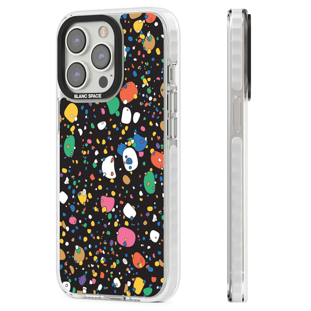 Colourful Confetti Pebbles (Black) Clear Impact Phone Case for iPhone 13 Pro, iPhone 14 Pro, iPhone 15 Pro