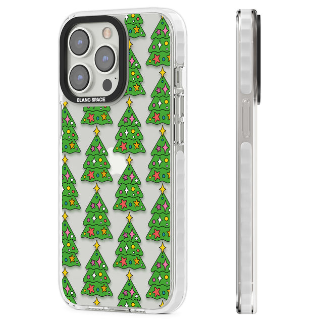 Christmas Tree Pattern (Clear) Clear Impact Phone Case for iPhone 13 Pro, iPhone 14 Pro, iPhone 15 Pro