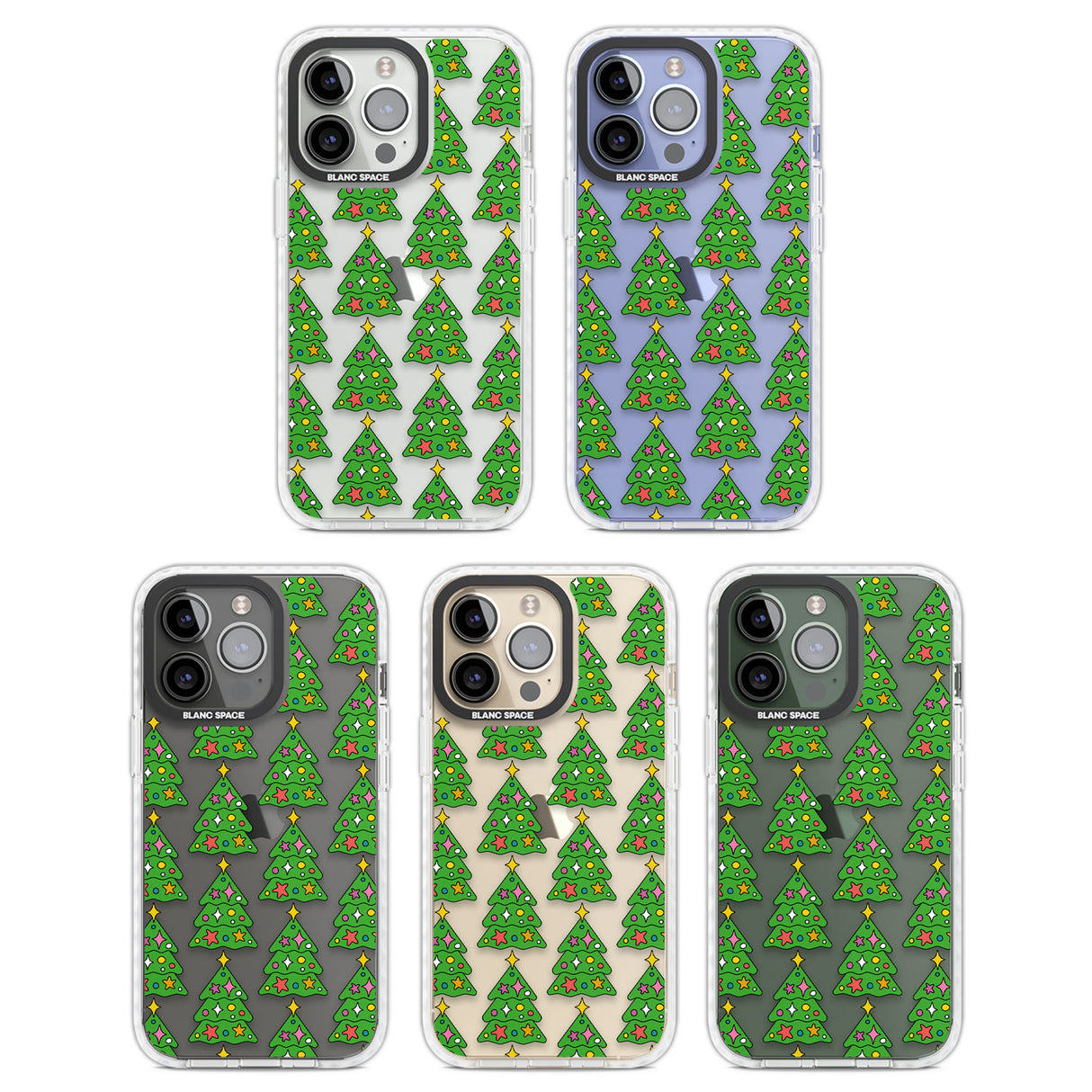 Christmas Tree Pattern (Clear) Clear Impact Phone Case for iPhone 13 Pro, iPhone 14 Pro, iPhone 15 Pro