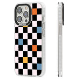 Vibrant Retro Checkered Clear Impact Phone Case for iPhone 13 Pro, iPhone 14 Pro, iPhone 15 Pro