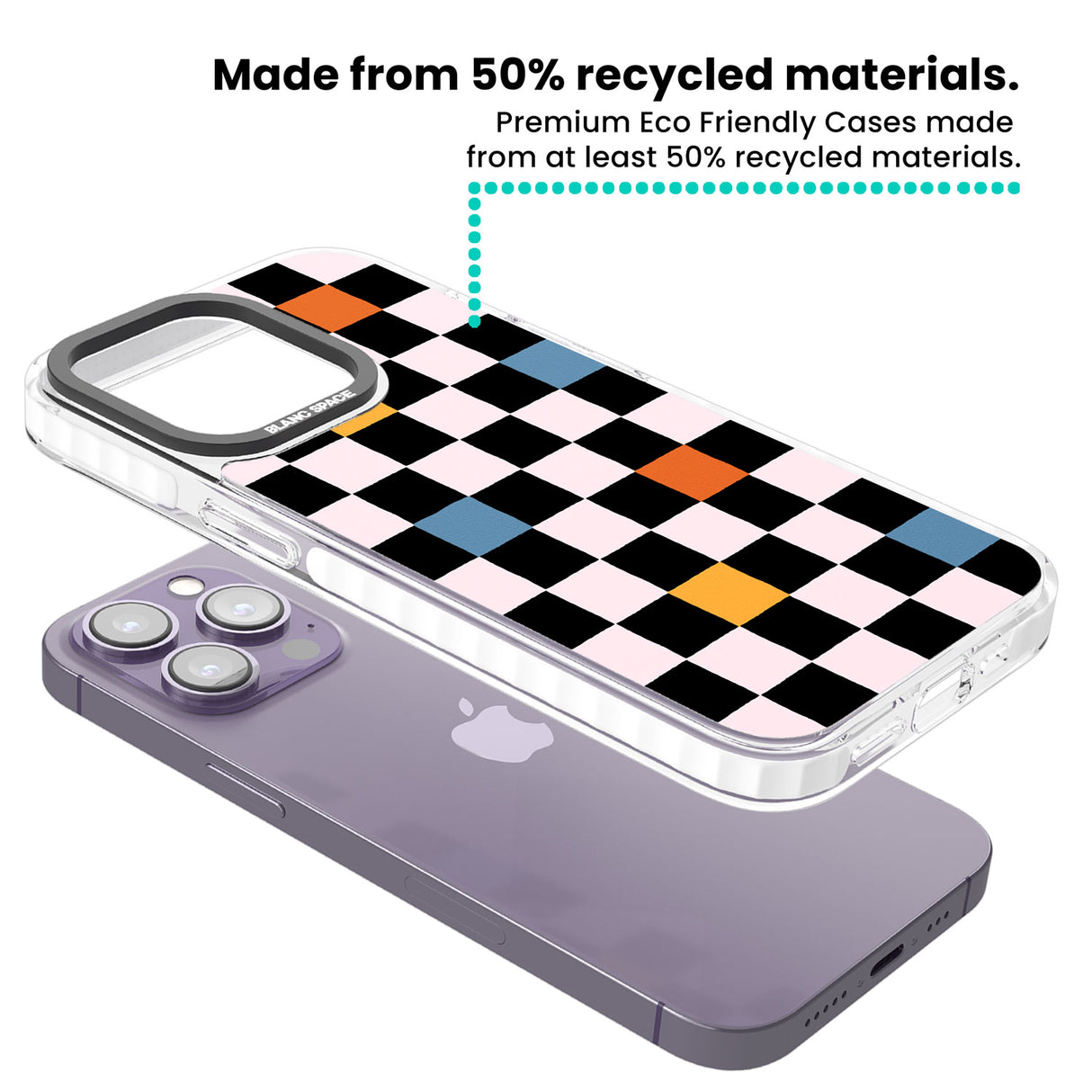 Vibrant Retro Checkered Clear Impact Phone Case for iPhone 13 Pro, iPhone 14 Pro, iPhone 15 Pro