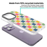 Pastel Multicolor Checkered Clear Impact Phone Case for iPhone 13 Pro, iPhone 14 Pro, iPhone 15 Pro