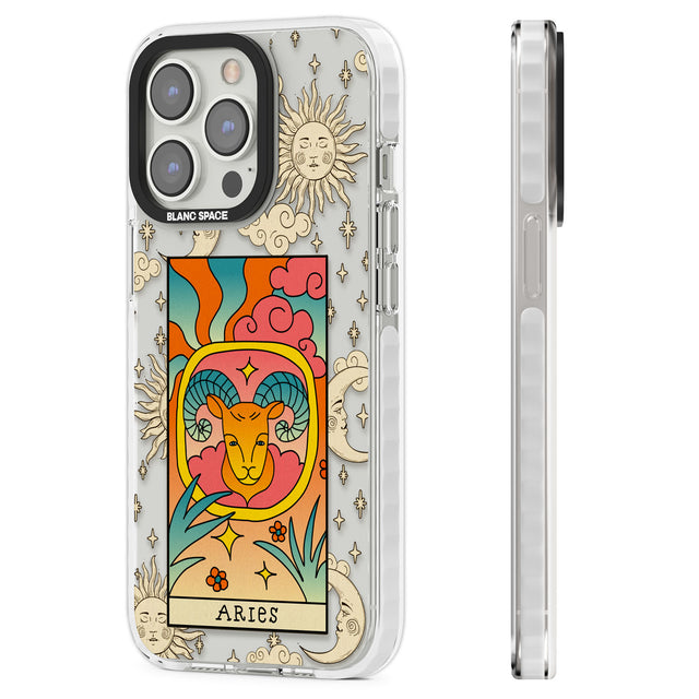 Celestial Zodiac - Aries Clear Impact Phone Case for iPhone 13 Pro, iPhone 14 Pro, iPhone 15 Pro