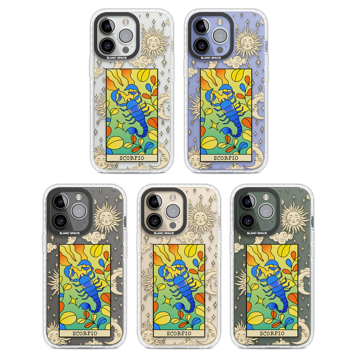 Celestial Zodiac - Scorpio Clear Impact Phone Case for iPhone 13 Pro, iPhone 14 Pro, iPhone 15 Pro