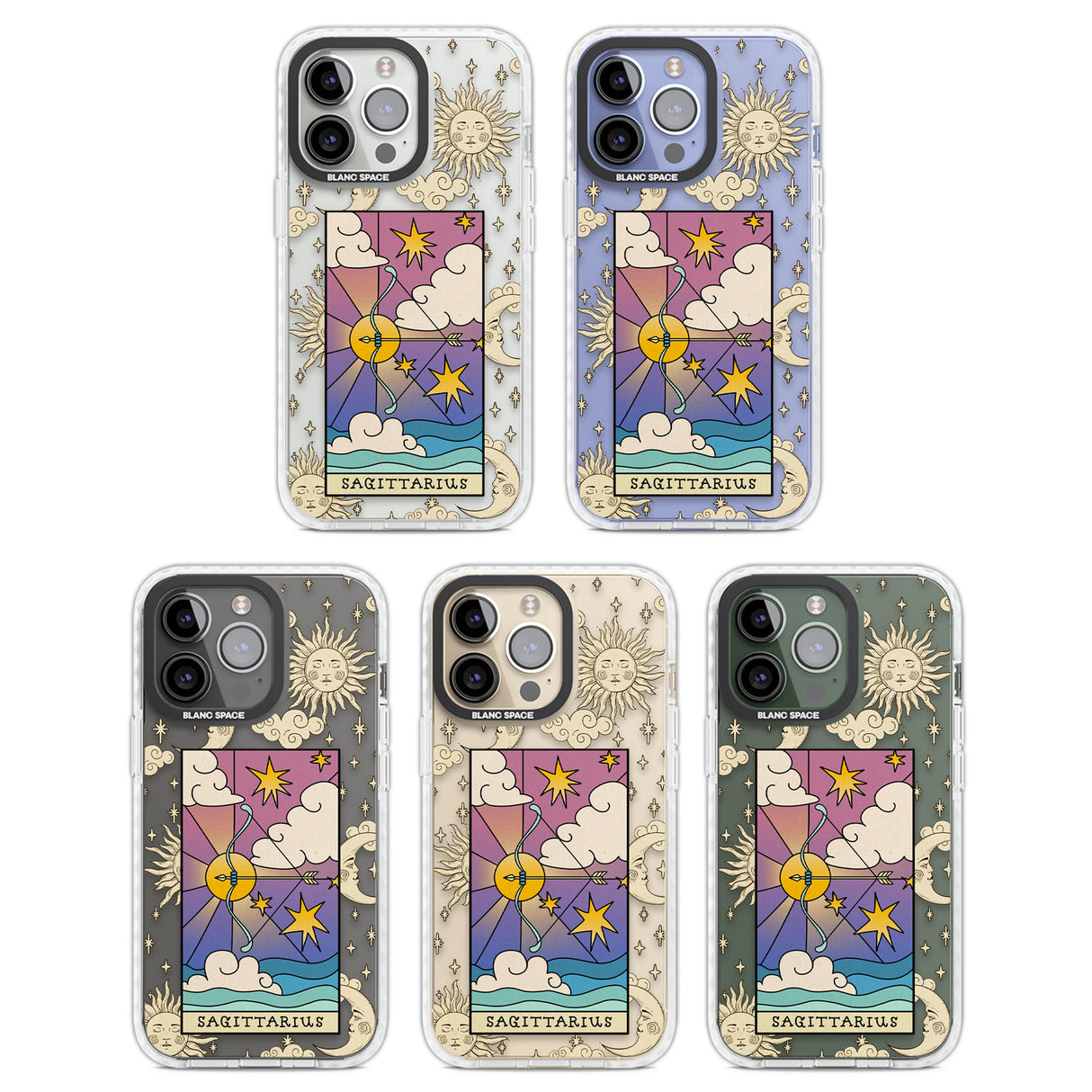 Celestial Zodiac - Sagittarius Clear Impact Phone Case for iPhone 13 Pro, iPhone 14 Pro, iPhone 15 Pro