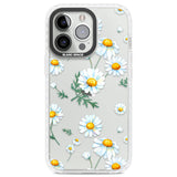 Vintage Painted Daisies Clear Impact Phone Case for iPhone 13 Pro, iPhone 14 Pro, iPhone 15 Pro