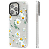 Vintage Painted Daisies Clear Impact Phone Case for iPhone 13 Pro, iPhone 14 Pro, iPhone 15 Pro