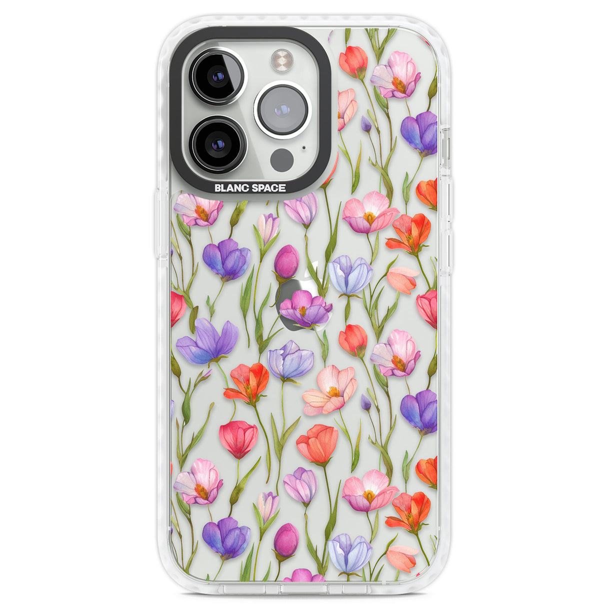 Red, Pink & Purple Flowers Clear Impact Phone Case for iPhone 13 Pro, iPhone 14 Pro, iPhone 15 Pro