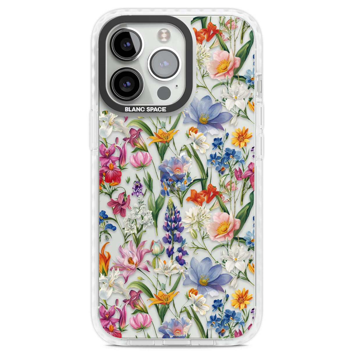 Vintage Wildflowers Clear Impact Phone Case for iPhone 13 Pro, iPhone 14 Pro, iPhone 15 Pro