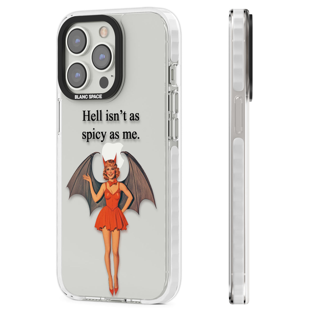 Hell Isn't As Spicy As Me Clear Impact Phone Case for iPhone 13 Pro, iPhone 14 Pro, iPhone 15 Pro