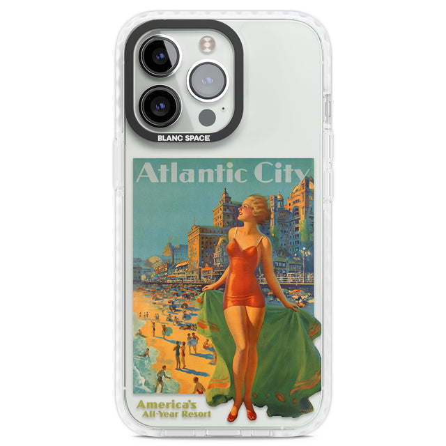 Atlantic City Vacation Poster Clear Impact Phone Case for iPhone 13 Pro, iPhone 14 Pro, iPhone 15 Pro