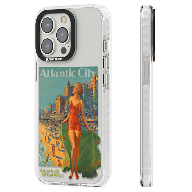 Atlantic City Vacation Poster Clear Impact Phone Case for iPhone 13 Pro, iPhone 14 Pro, iPhone 15 Pro