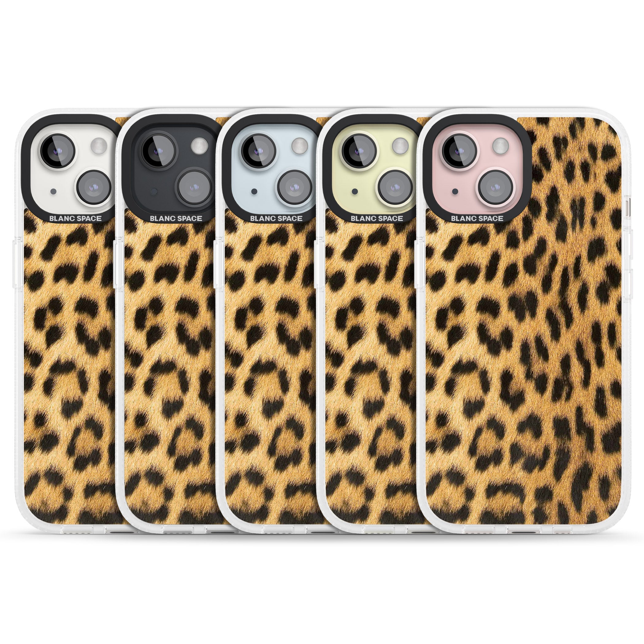 Designer Fashion Gold Leopard Print iPhone 15 / 14 / 13 Clear Case Impact Air - Blanc Space
