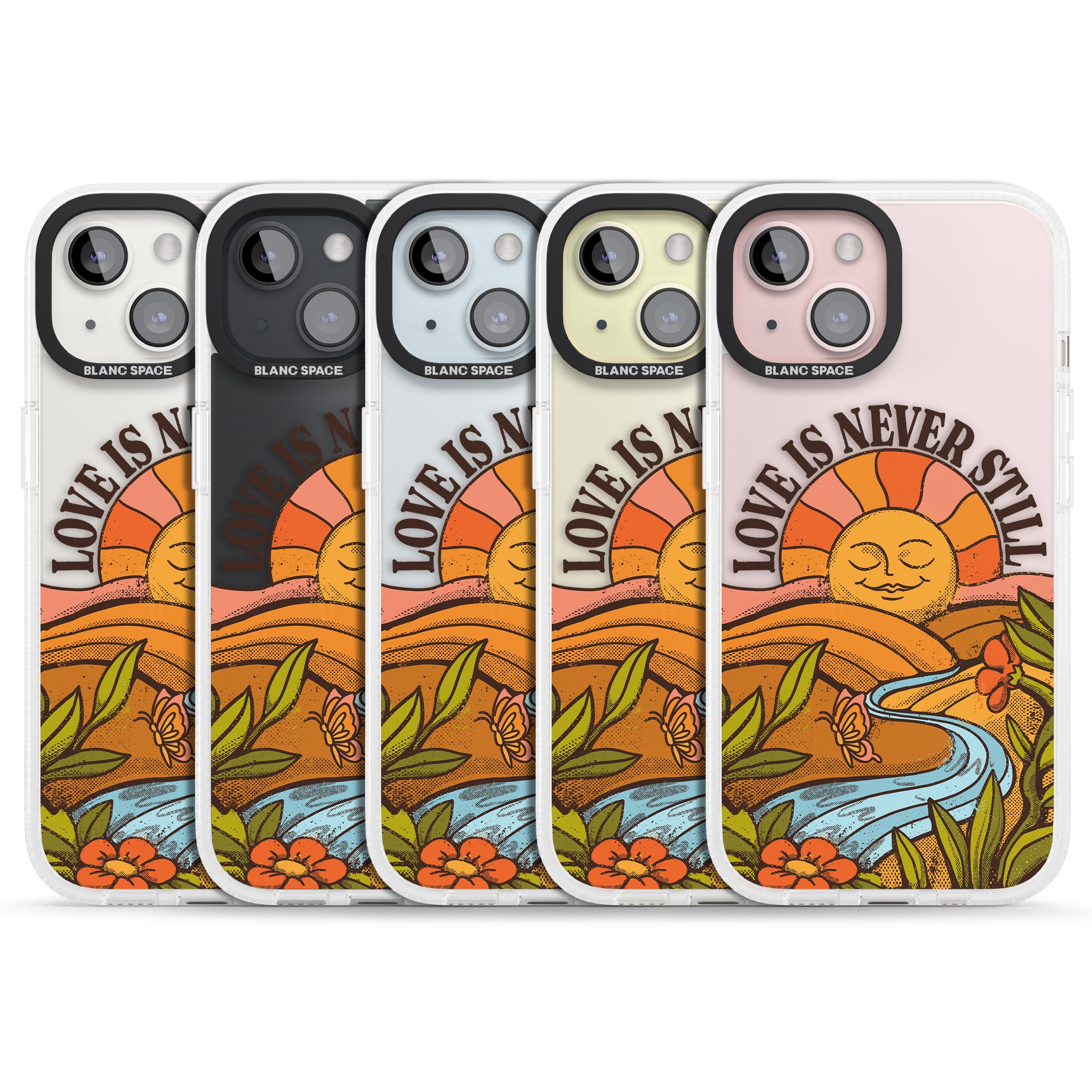 Love is Never Still iPhone 15 / 14 / 13 Clear Case Impact Air - Blanc Space